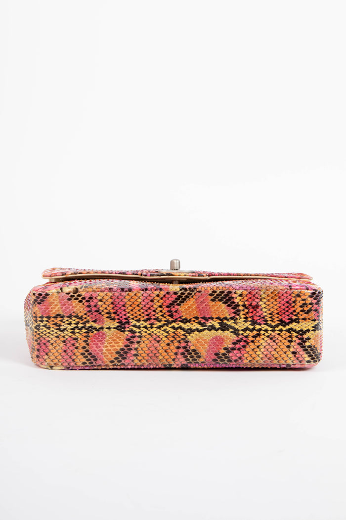 SUPER RARE 90s Chanel Multicolour Python Leather Medium Double Flap Shoulder Bag