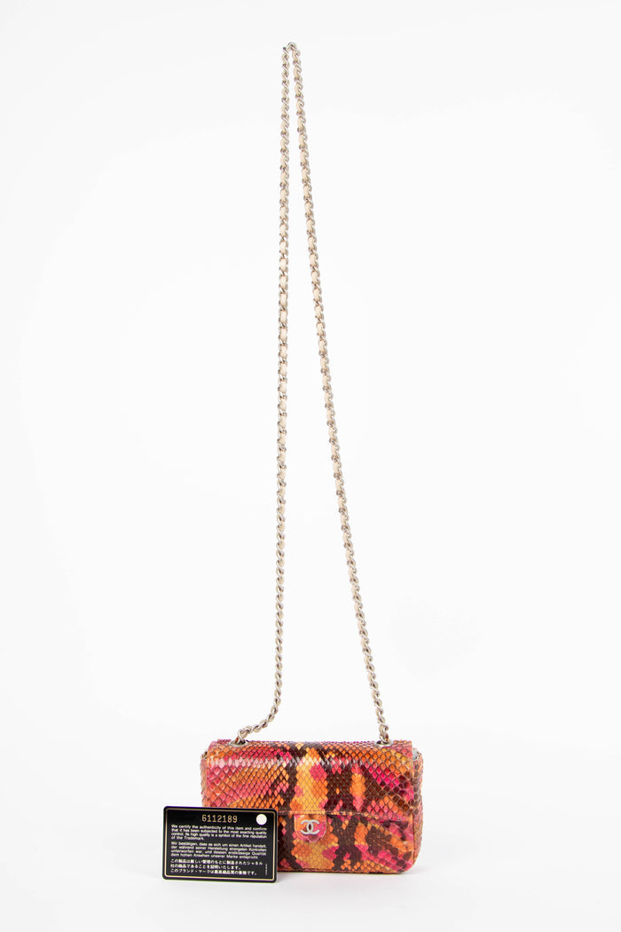 SUPER RARE Chanel Multicolour Python Leather Micro Single Flap Bag