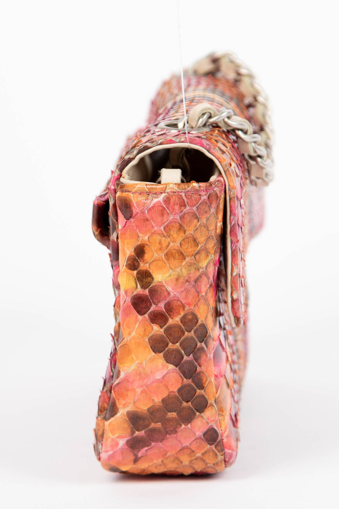 SUPER RARE Chanel Multicolour Python Leather Micro Single Flap Bag
