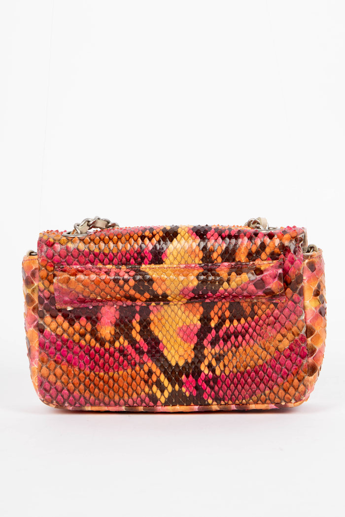 SUPER RARE Chanel Multicolour Python Leather Micro Single Flap Bag