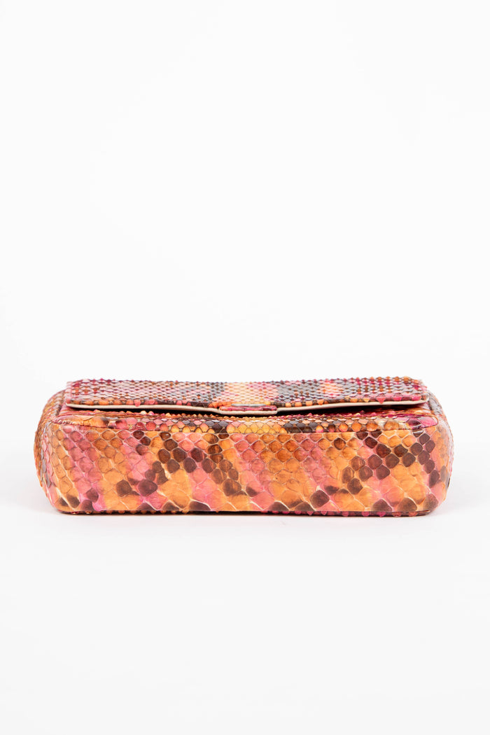 SUPER RARE Chanel Multicolour Python Leather Micro Single Flap Bag
