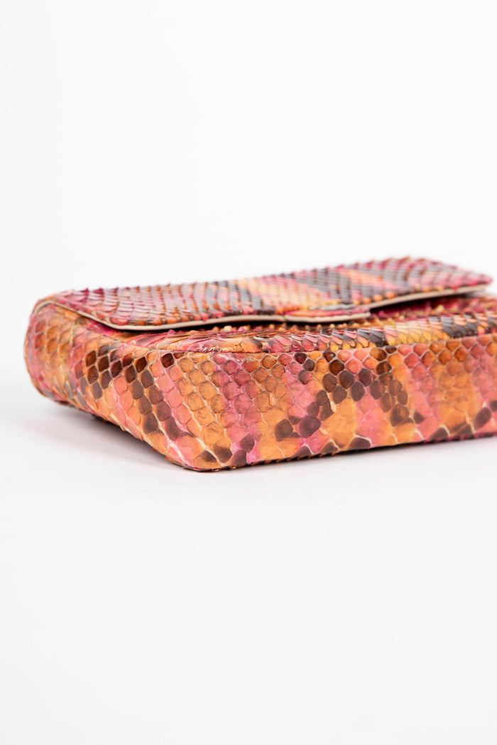 SUPER RARE Chanel Multicolour Python Leather Micro Single Flap Bag