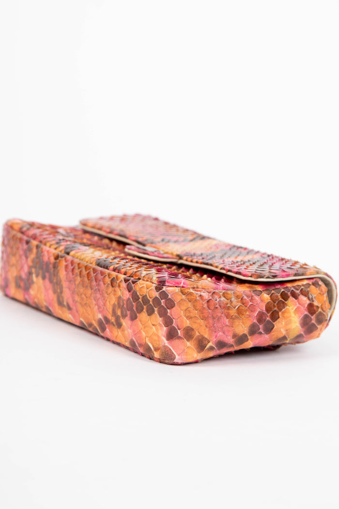SUPER RARE Chanel Multicolour Python Leather Micro Single Flap Bag