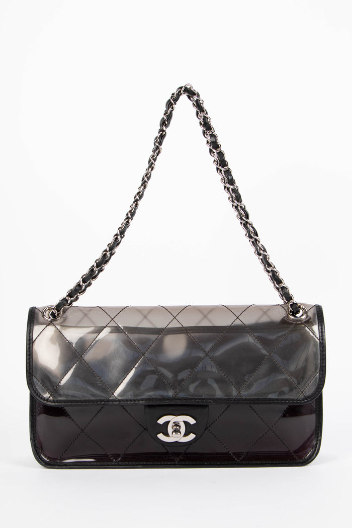 2000s Chanel Black PVC Single Flap Bag