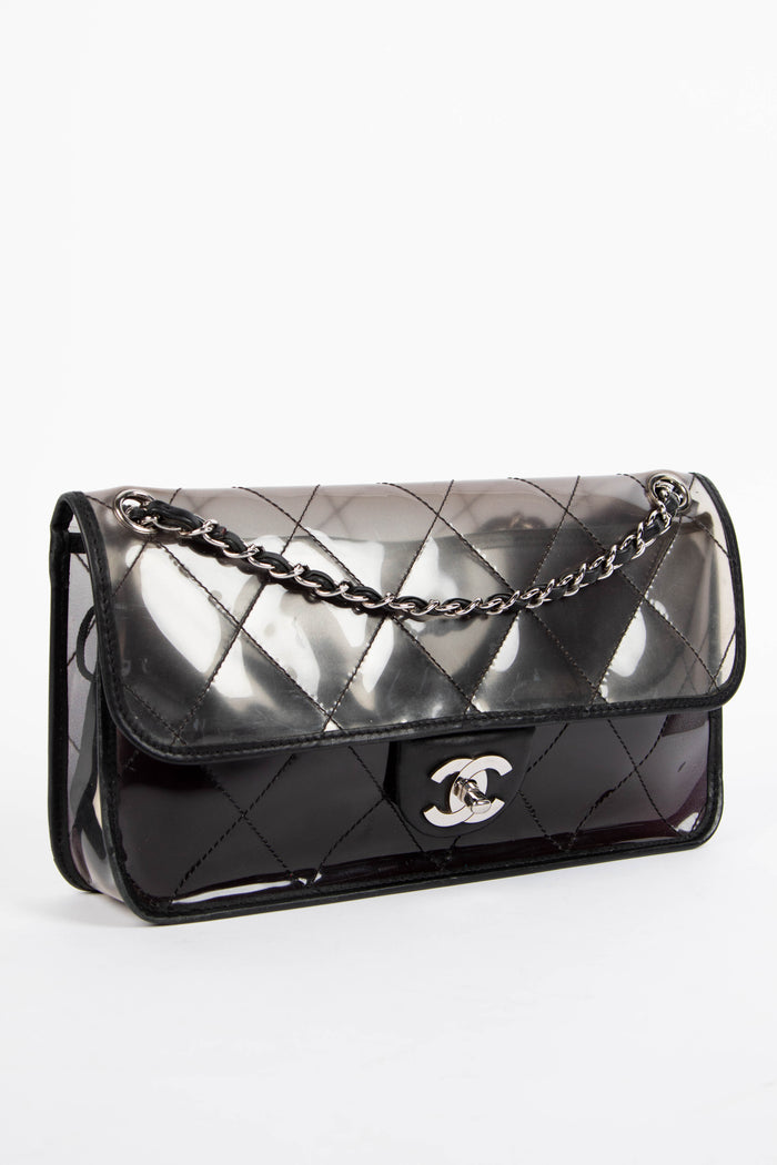 2000s Chanel Black PVC Single Flap Bag
