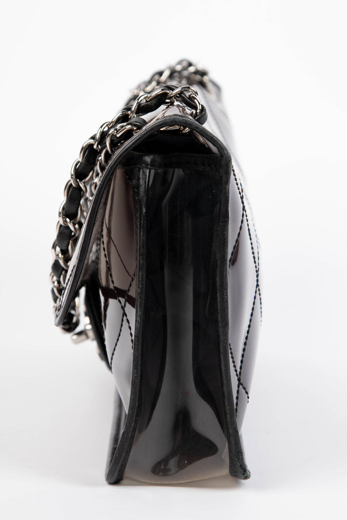 2000s Chanel Black PVC Single Flap Bag