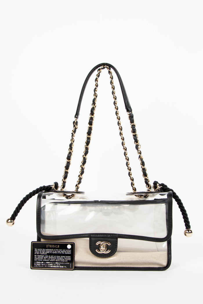 SUPER RARE Chanel Sand By The Sea Pearl PVC Flap Bag