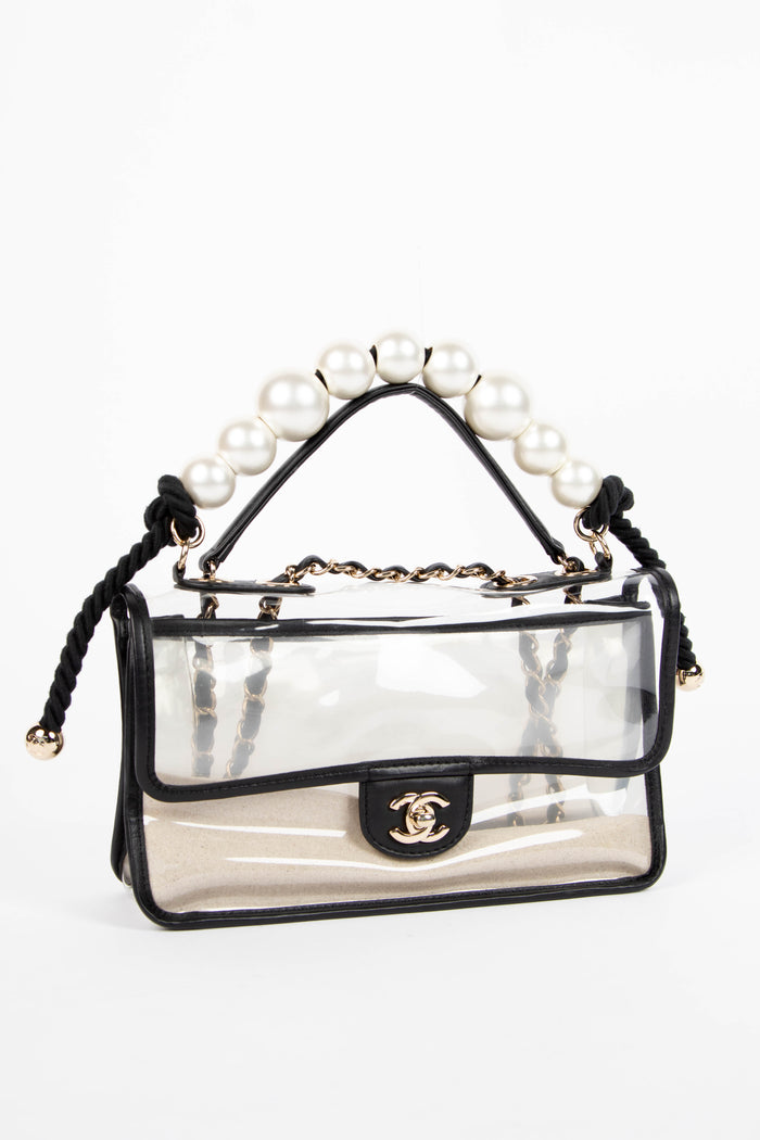 SUPER RARE Chanel Sand By The Sea Pearl PVC Flap Bag