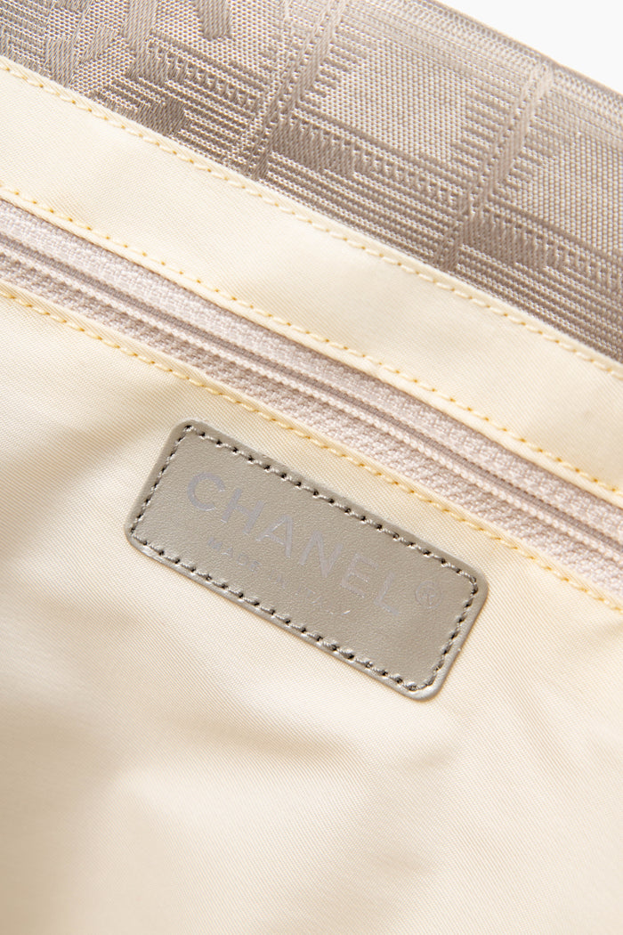 2000s Chanel Silver Travel Line Canvas Tote Bag