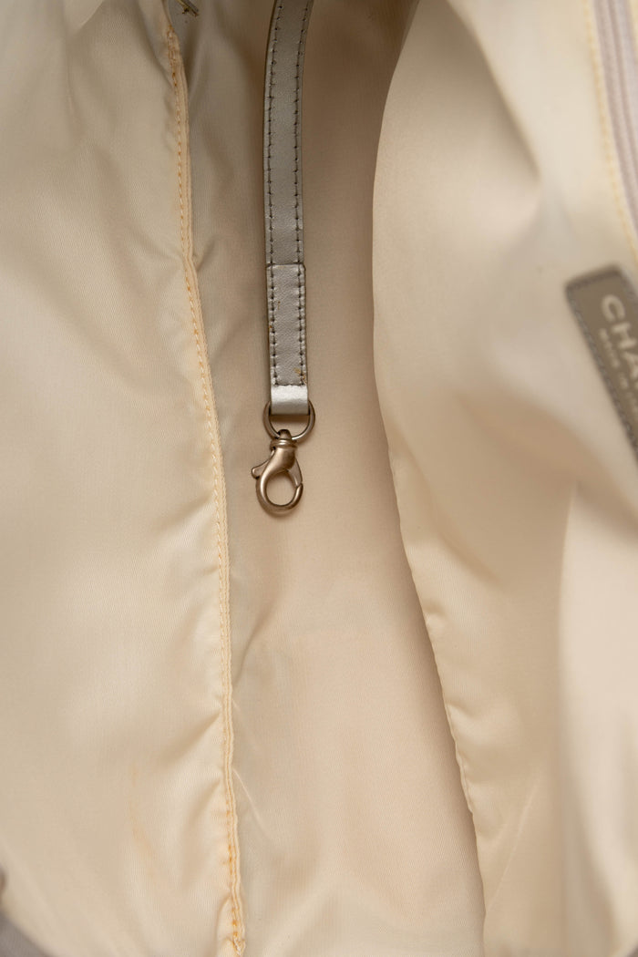 2000s Chanel Silver Travel Line Canvas Tote Bag
