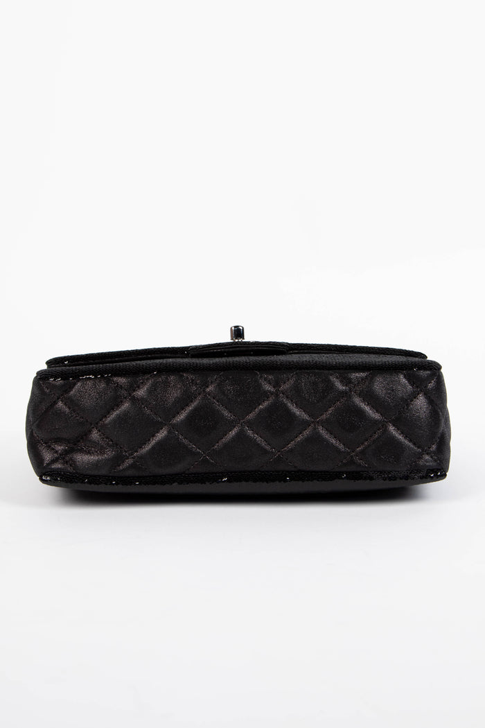 2010s Chanel Black Sequin Medium Single Flap Shoulder Bag