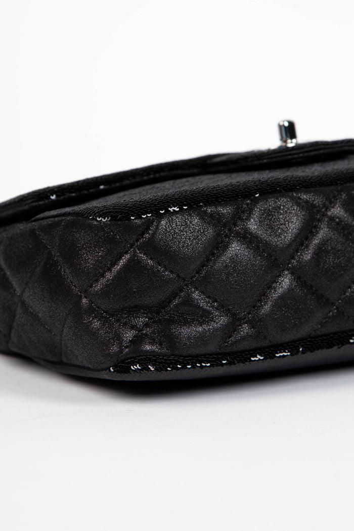 2010s Chanel Black Sequin Medium Single Flap Shoulder Bag