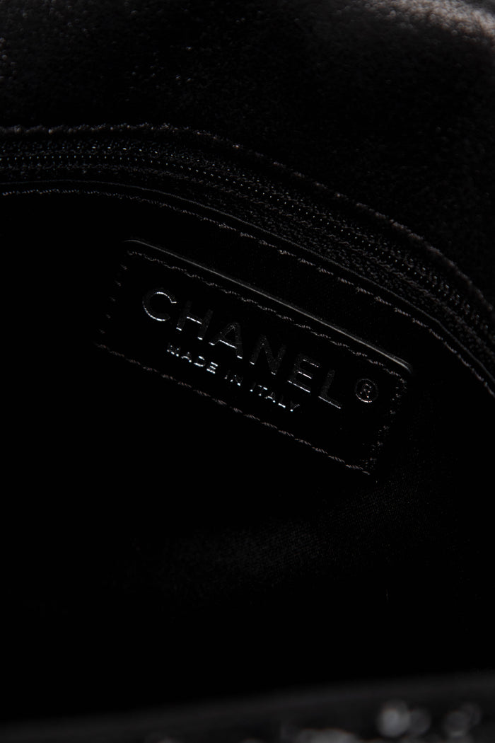 2010s Chanel Black Sequin Medium Single Flap Shoulder Bag