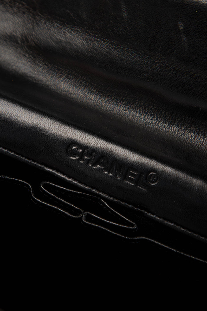 2000s Chanel Black Lambskin Leather East West Chocolate Bar Shoulder Bag