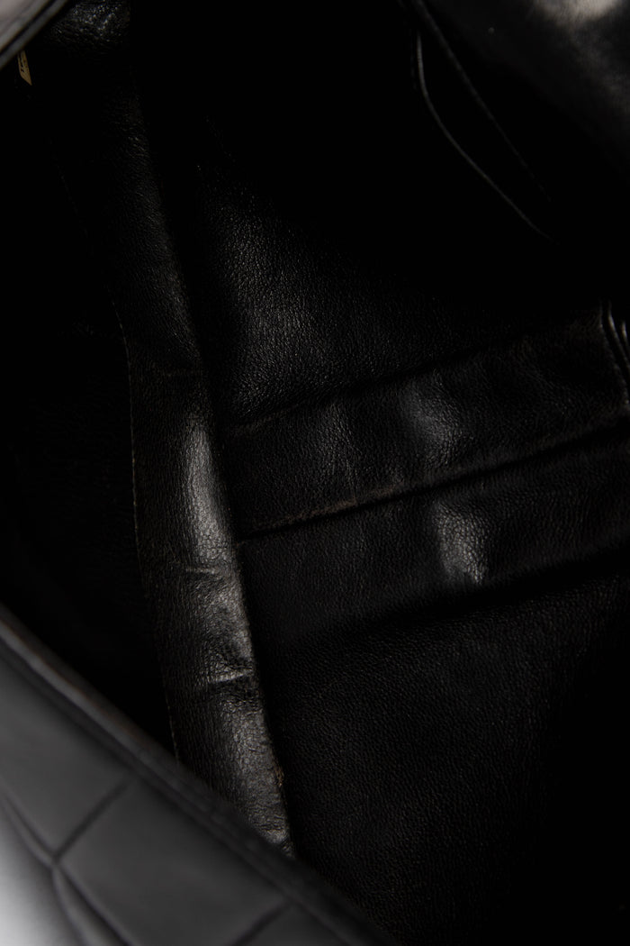 2000s Chanel Black Lambskin Leather East West Chocolate Bar Shoulder Bag