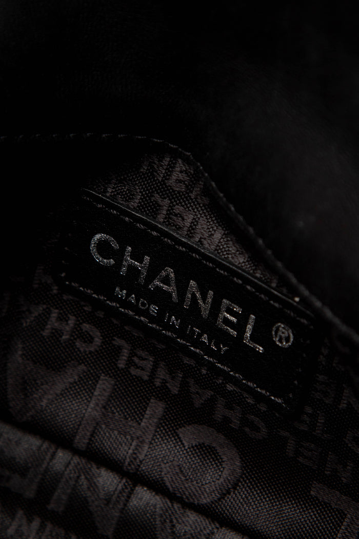 RARE 2000s Chanel Black Silk Micro Chocolate Bar Single Flap Bag