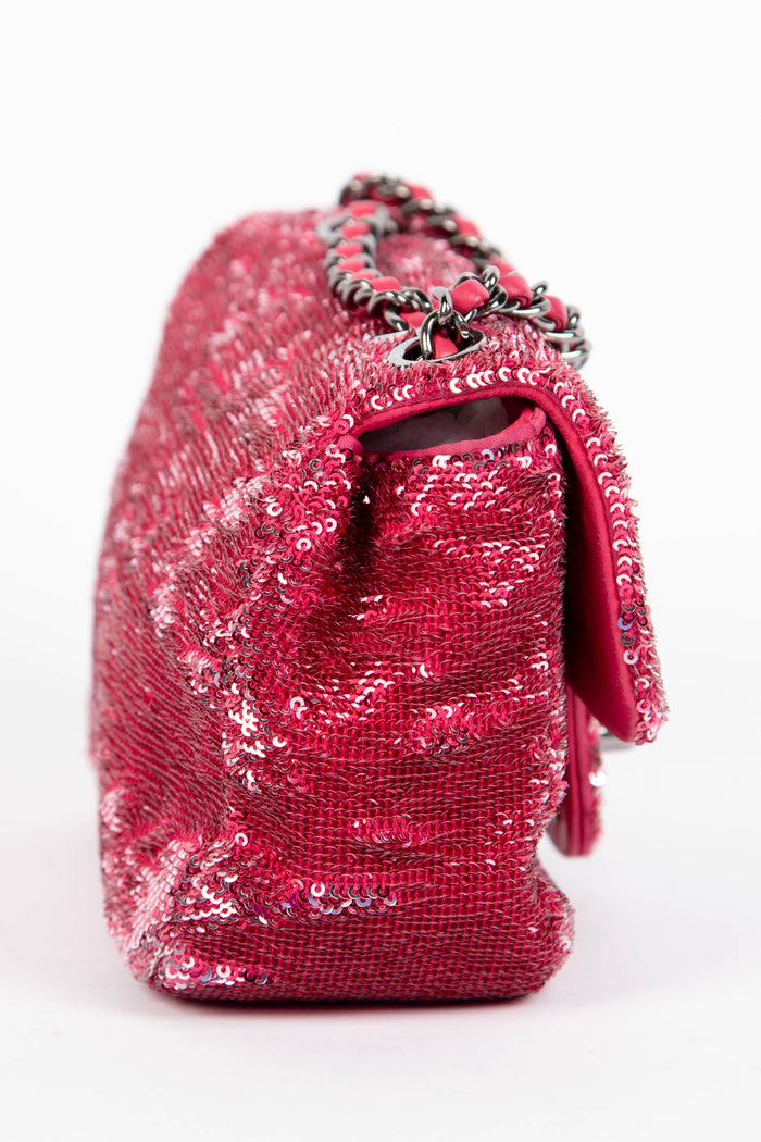 SUPER RARE 2010s Chanel Pink Sequin Micro Single Flap Bag