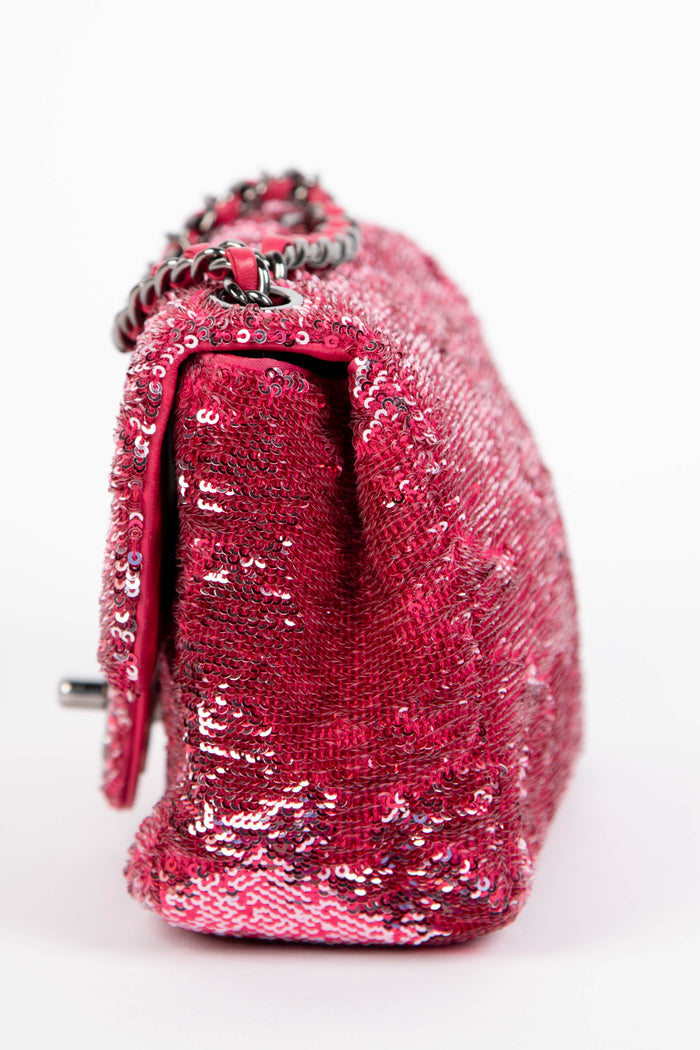 SUPER RARE 2010s Chanel Pink Sequin Micro Single Flap Bag