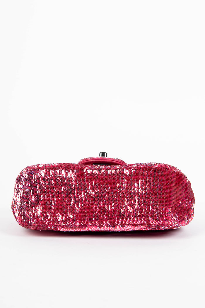 SUPER RARE 2010s Chanel Pink Sequin Micro Single Flap Bag