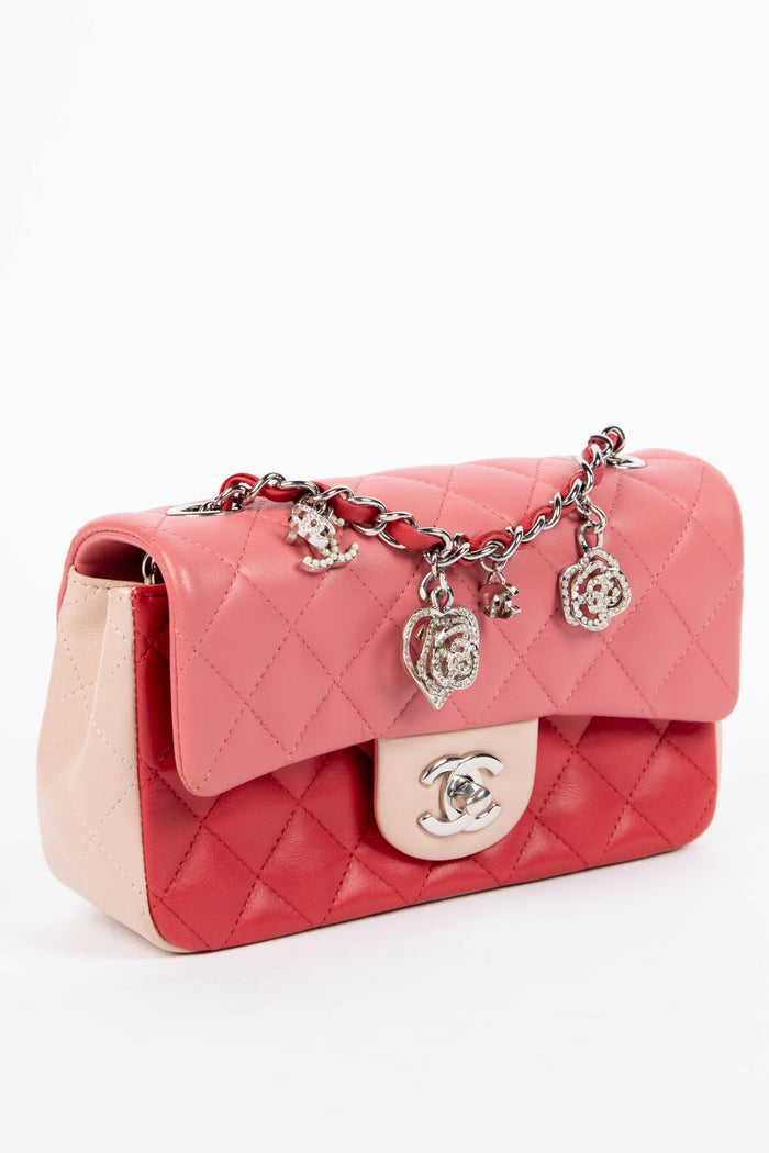 2010s Chanel Valentines Tri-Colour Lambskin Leather Mini Rectangular Single Flap Bag
