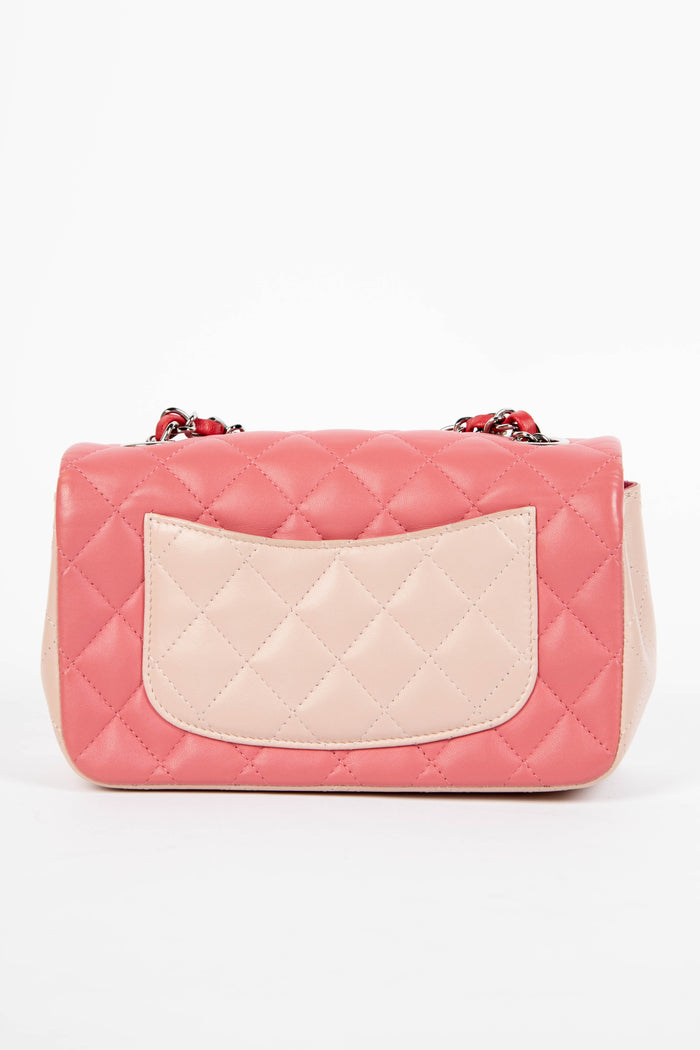 2010s Chanel Valentines Tri-Colour Lambskin Leather Mini Rectangular Single Flap Bag