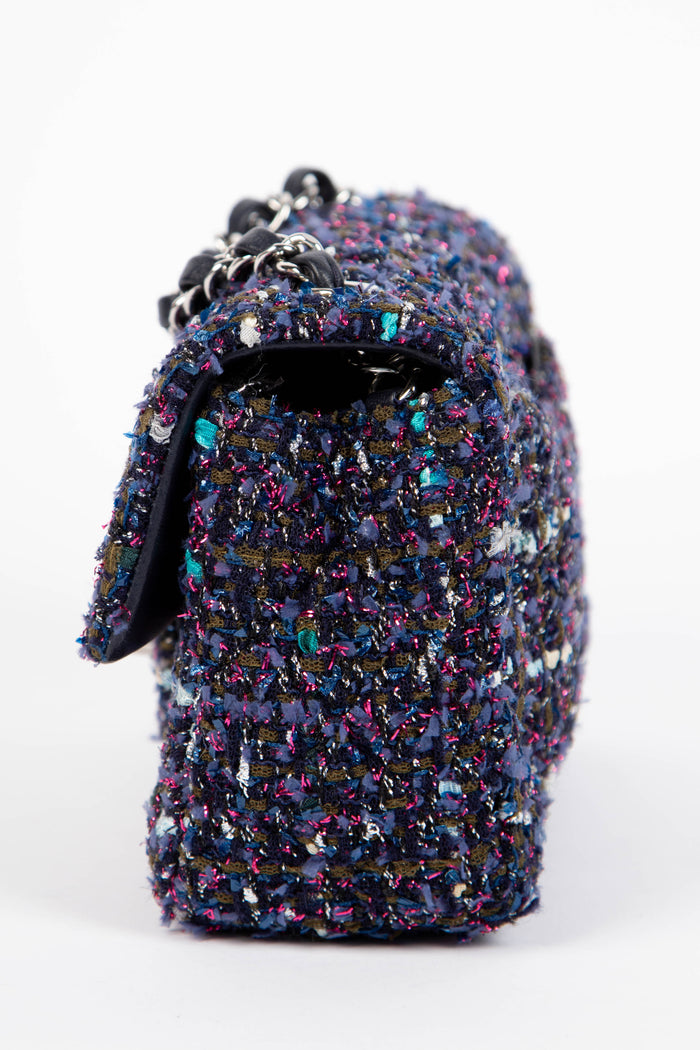 2010s Chanel Metallic Purple Tweed Mini Rectangular Single Flap Bag