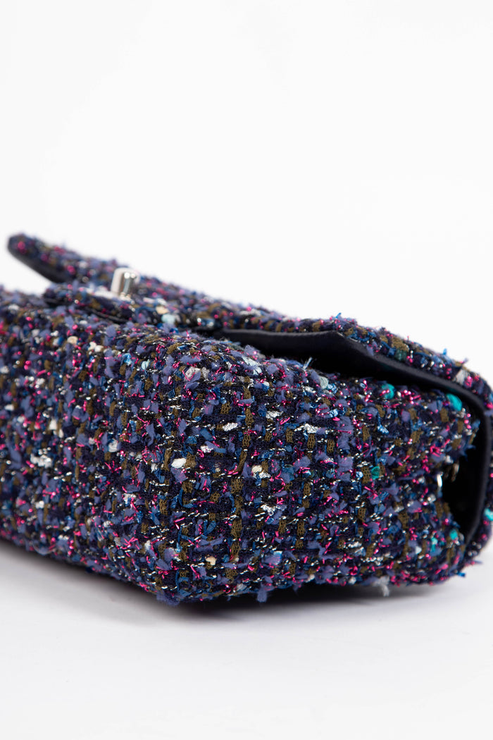 2010s Chanel Metallic Purple Tweed Mini Rectangular Single Flap Bag