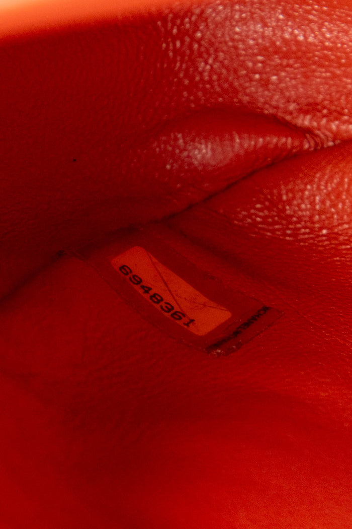 2000s Chanel Orange Suede Chocolate Bar Single Flap Bag