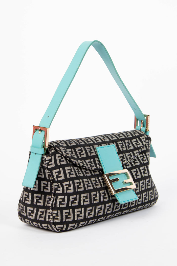 Vintage Fendi Black Zucchino Shoulder Bag