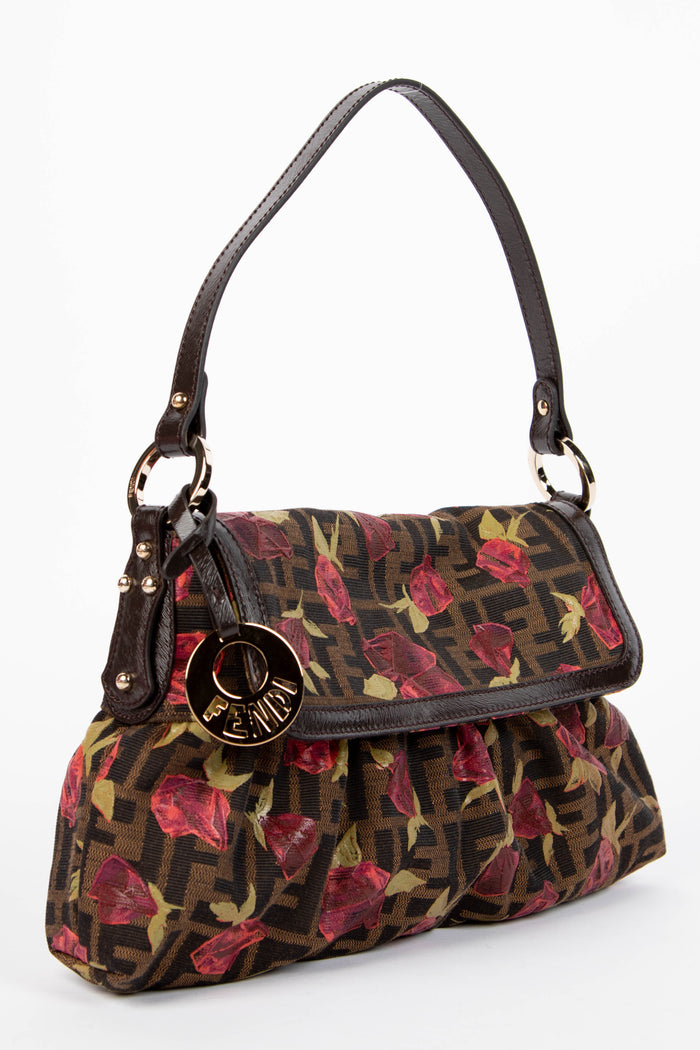 2000s Fendi Rose Embellished Chef Shoulder Bag
