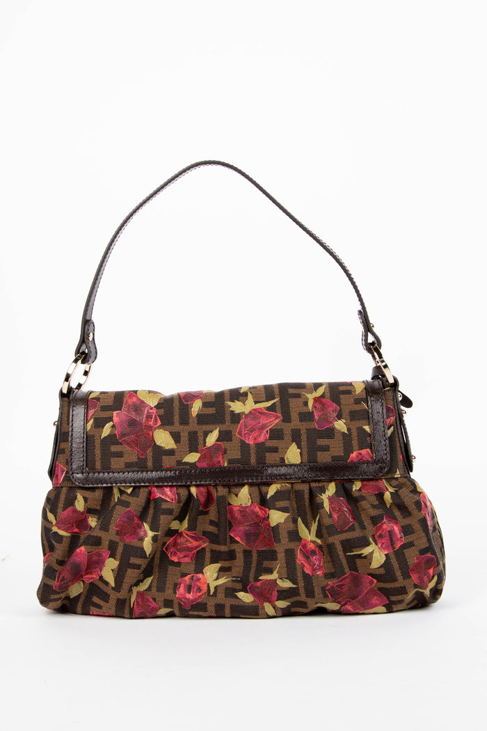 2000s Fendi Rose Embellished Chef Shoulder Bag