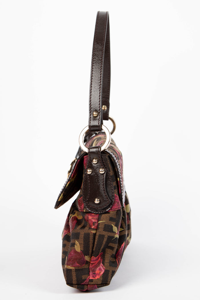 2000s Fendi Rose Embellished Chef Shoulder Bag
