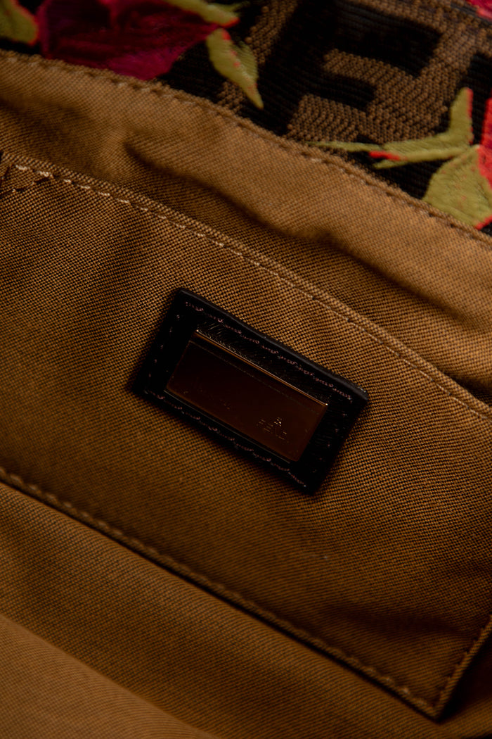 2000s Fendi Rose Embellished Chef Shoulder Bag