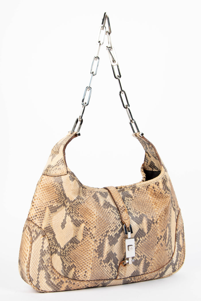 SUPER RARE 2000s Gucci Python Leather Chain Jackie Bag