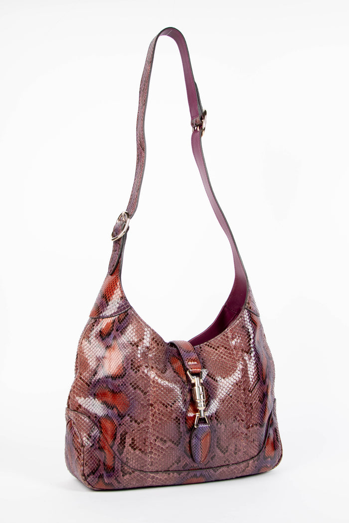 SUPER RARE Gucci Purple Python Leather Jackie Shoulder Bag