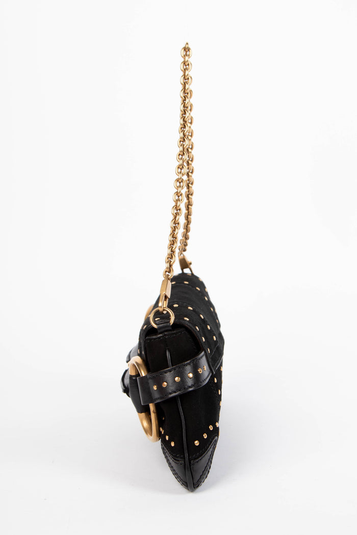 RARE Tom Ford Gucci Black Suede Studded Horsebit Shoulder Bag