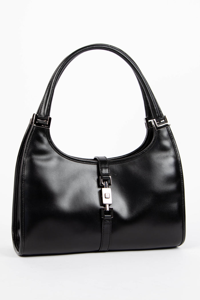 Vintage Gucci Black Leather Bardot Jackie Shoulder Bag