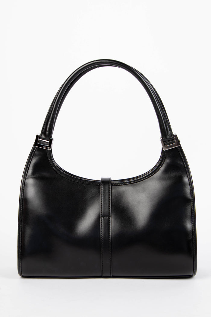 Vintage Gucci Black Leather Bardot Jackie Shoulder Bag