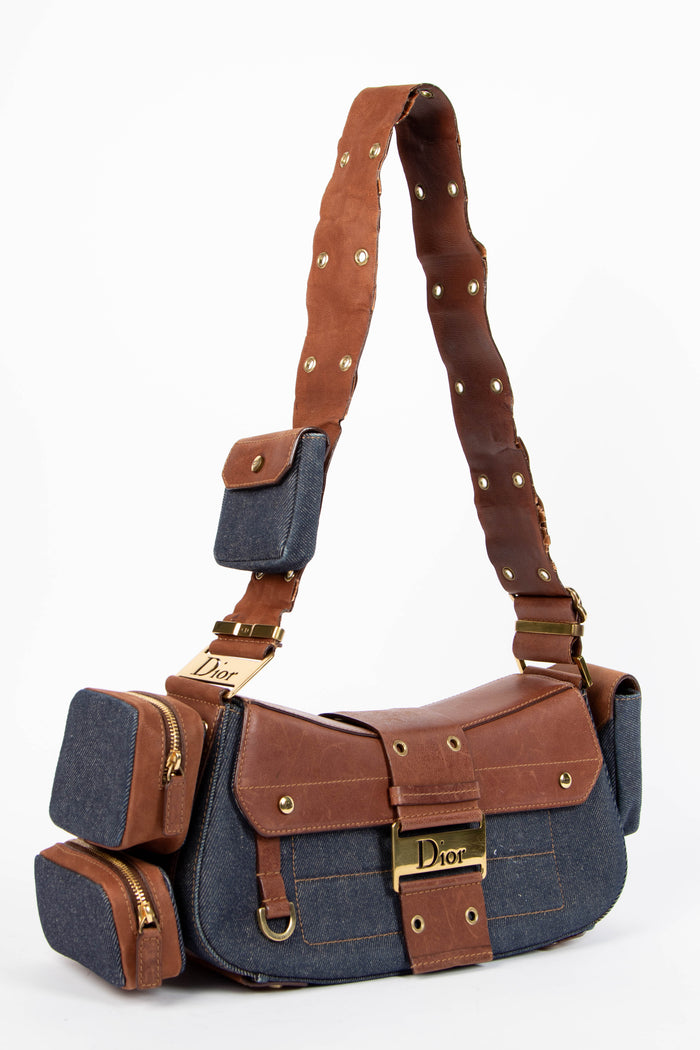 Vintage Christian Dior Denim Columbus Shoulder Bag