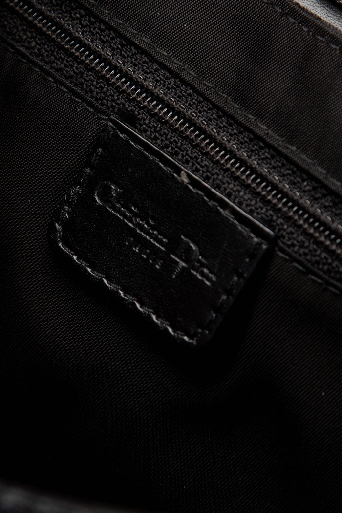 2000s Christian Dior Black Monogram Canvas Small Columbus Shoulder Bag