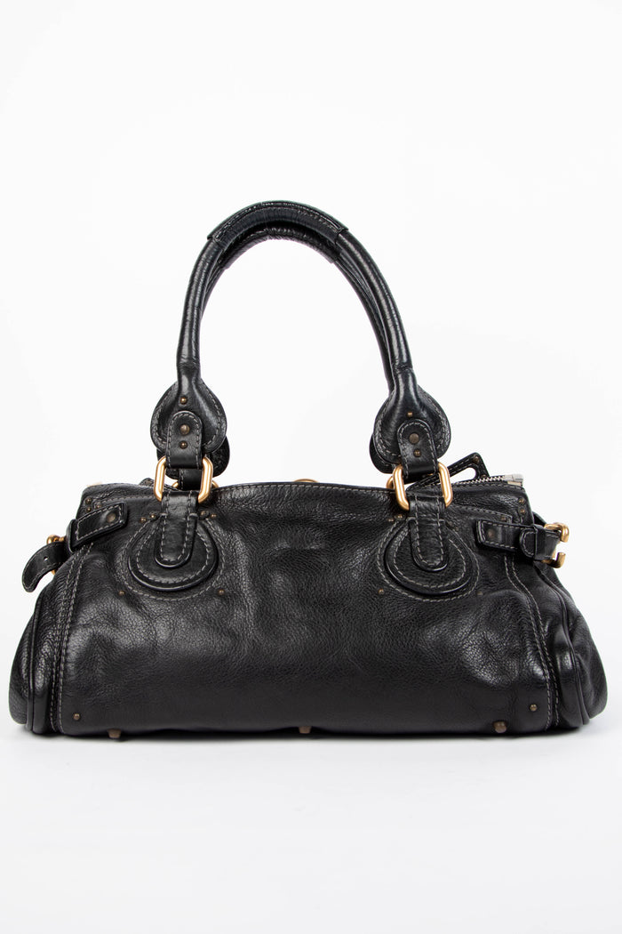 2000s Chloe Black Leather Paddington Shoulder Bag