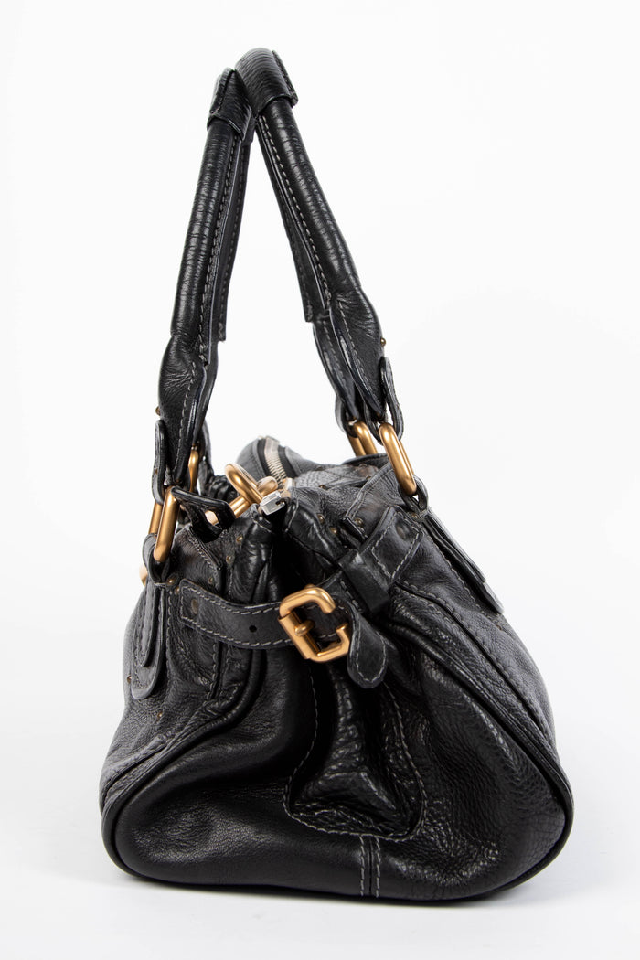 2000s Chloe Black Leather Paddington Shoulder Bag