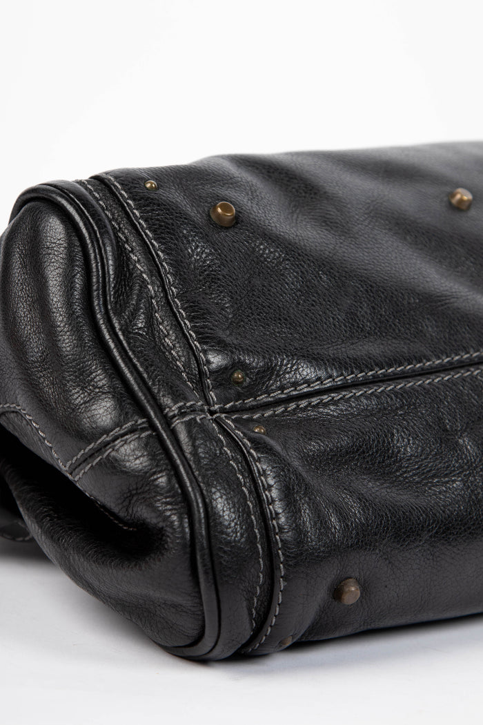 2000s Chloe Black Leather Paddington Shoulder Bag