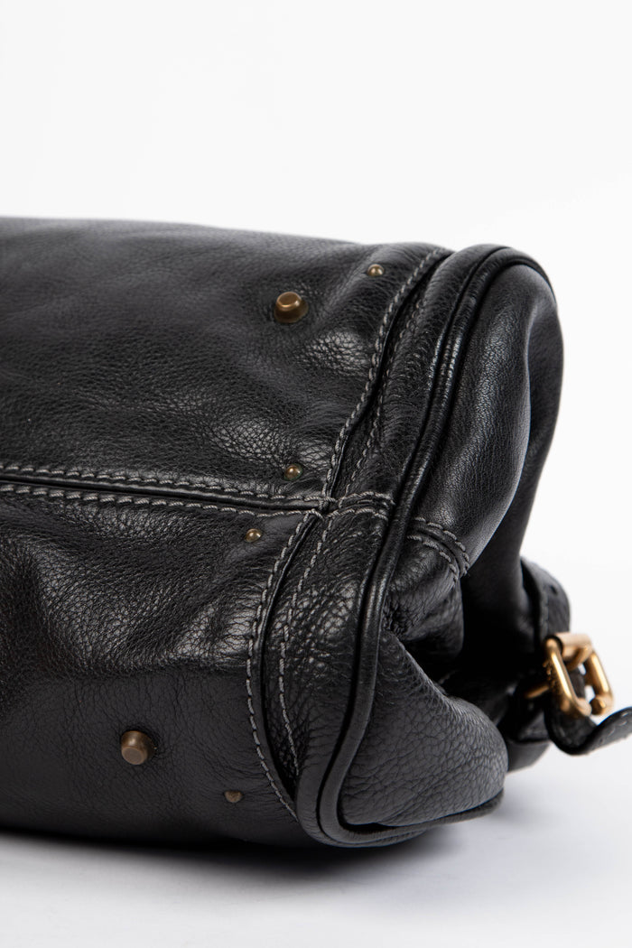 2000s Chloe Black Leather Paddington Shoulder Bag