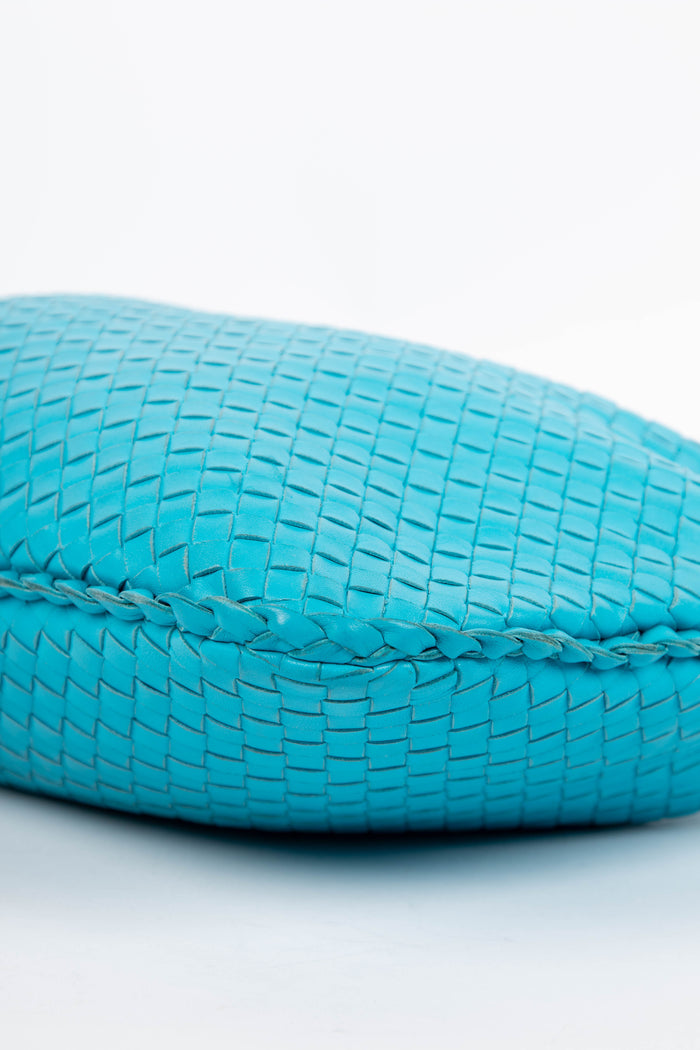 Vintage Bottega Veneta Blue Intrecciato Shoulder Bag