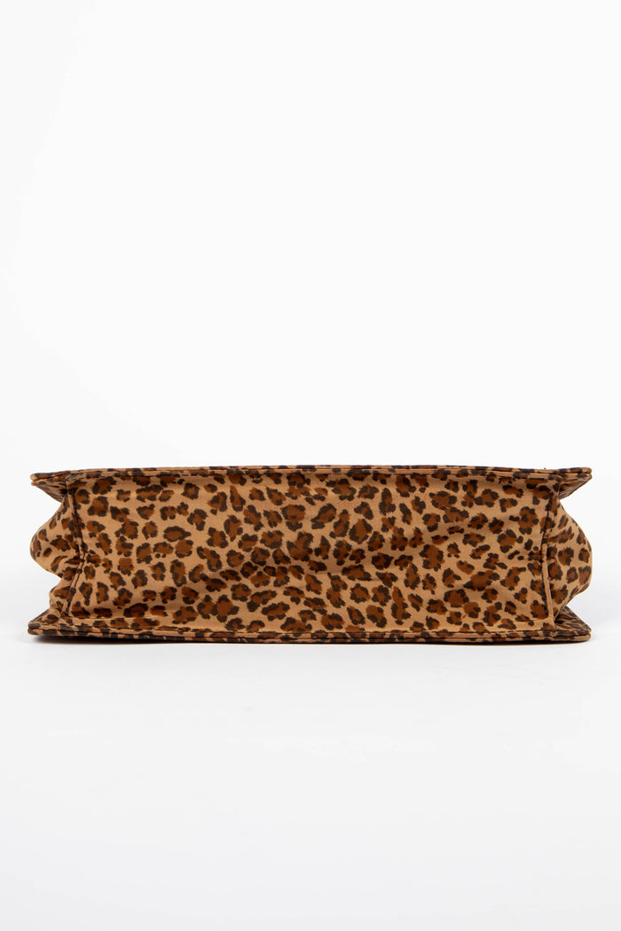 Vintage Bottega Veneta Satin Leopard Print Top Handle Bag