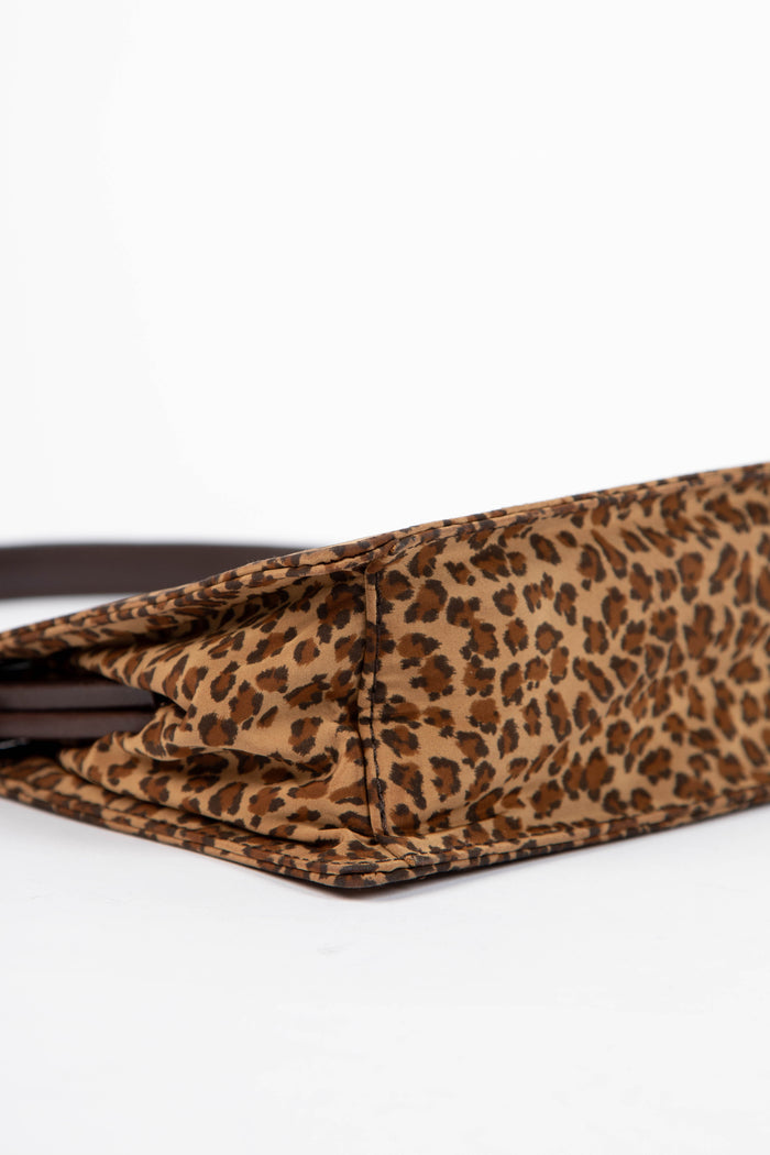 Vintage Bottega Veneta Satin Leopard Print Top Handle Bag