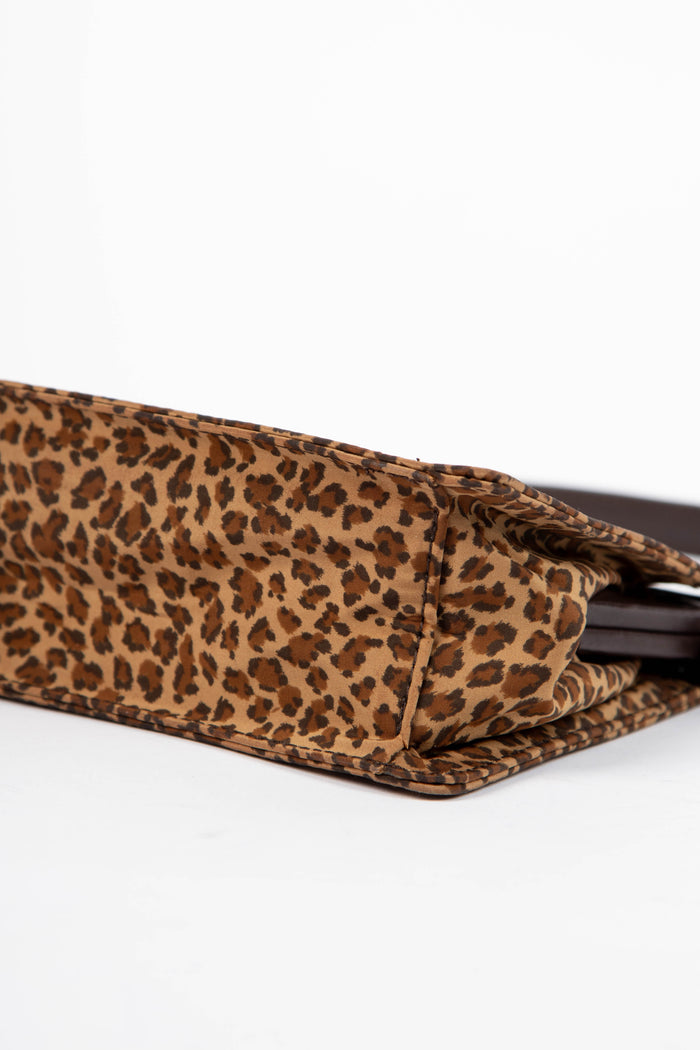 Vintage Bottega Veneta Satin Leopard Print Top Handle Bag