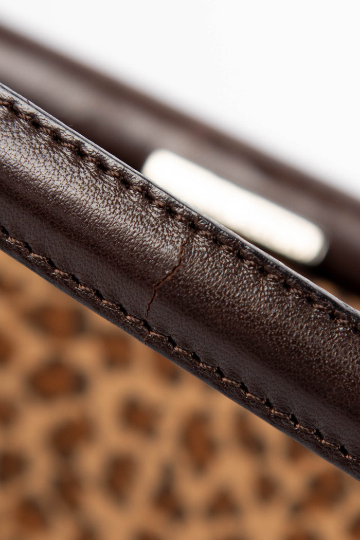 Vintage Bottega Veneta Satin Leopard Print Top Handle Bag