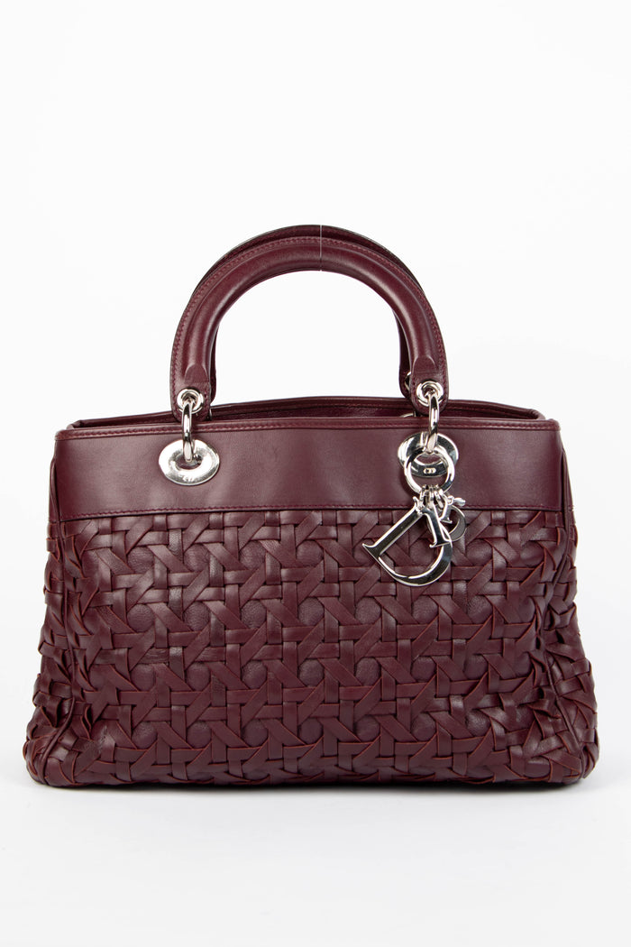 2000s Christian Dior Purple Woven Leather Avenue Tote Bag